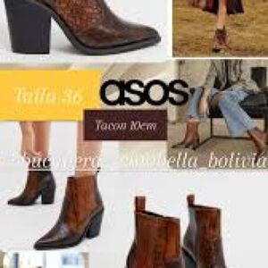 ASOS Women's Textured Brown Heeled Boots